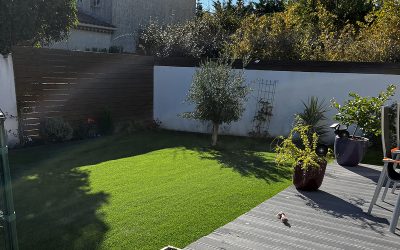 Pose pelouse synthétique – Rochefort-du-Gard, Gard